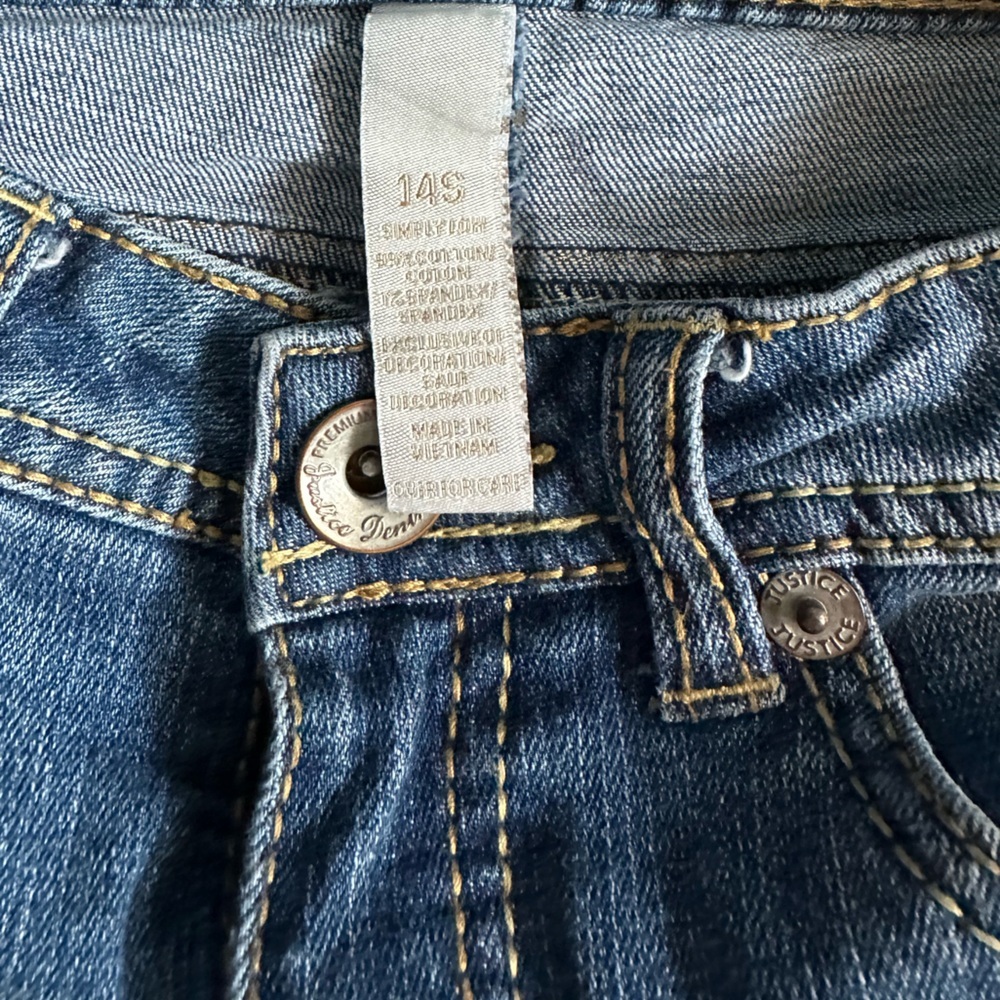 Justice Blue Denim Shorts Girls size 14 - Picture 4 of 5